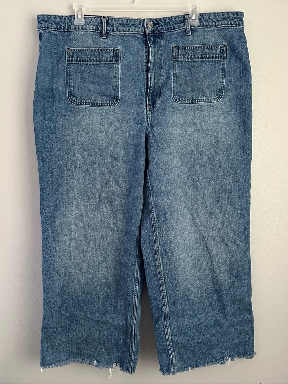 Women's Wide Leg Raw Hem Denim Jeans free assembly 20w